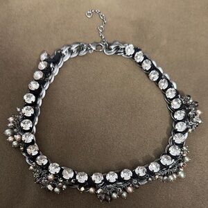 Elegant Silver and Black Crystal Necklace